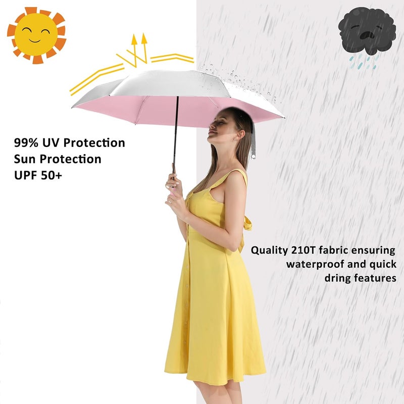 BAODINI Small UV Protection Travel Umbrella Compact for Rain and Sun UPF 50+ Windproof Portable 42 inch Umbrella for Women and Men - Image 2